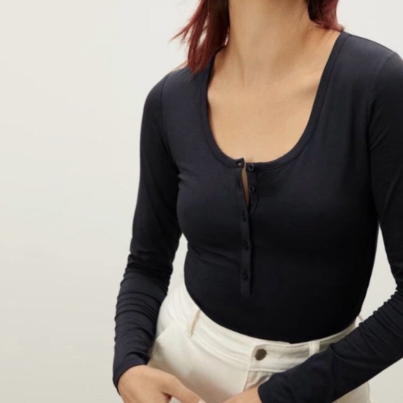 Everlane Tops - NWT Everlane The Henley Bodysuit in Black Size S Small